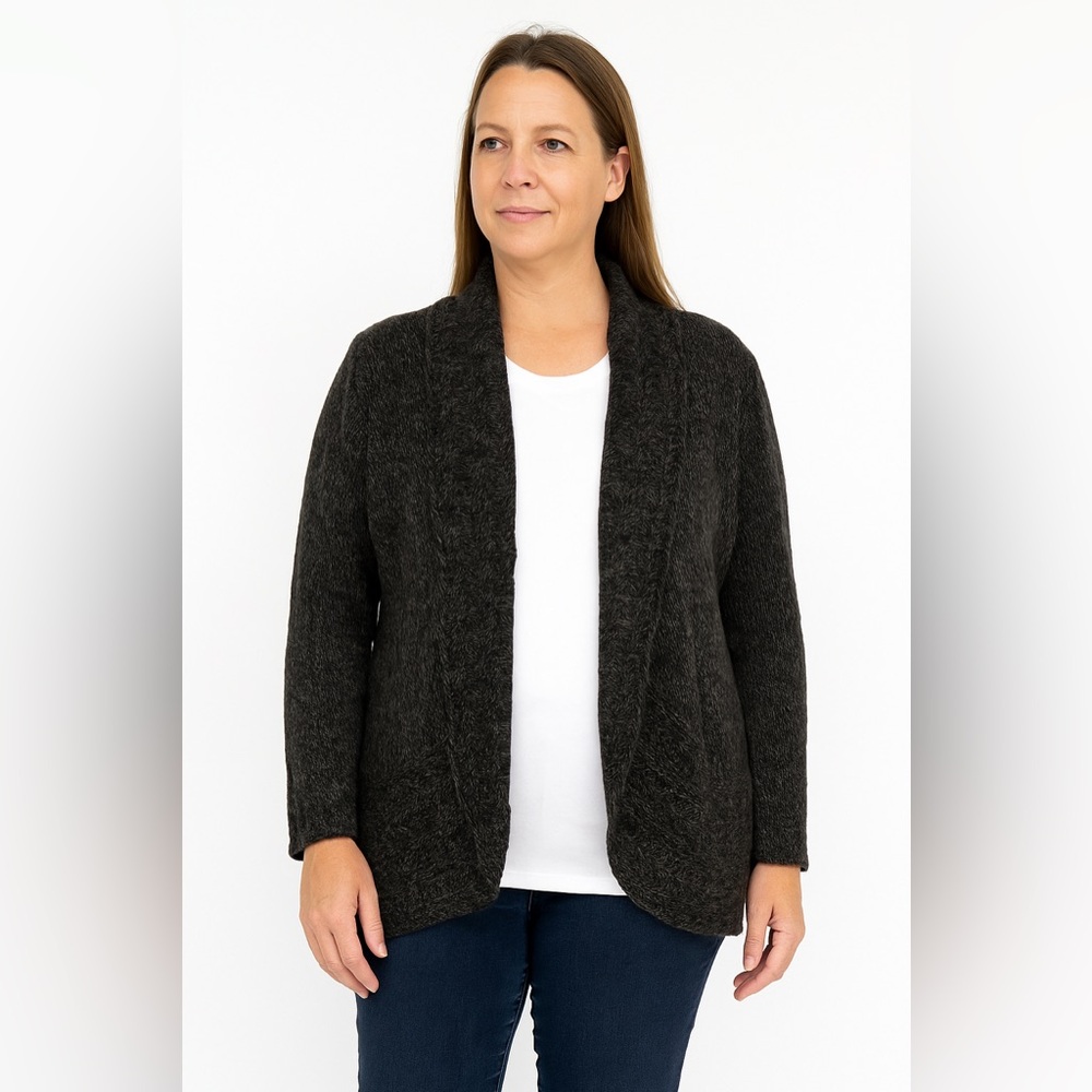 Karen Scott Charcoal and Black Knit Cardigan Women’s size M